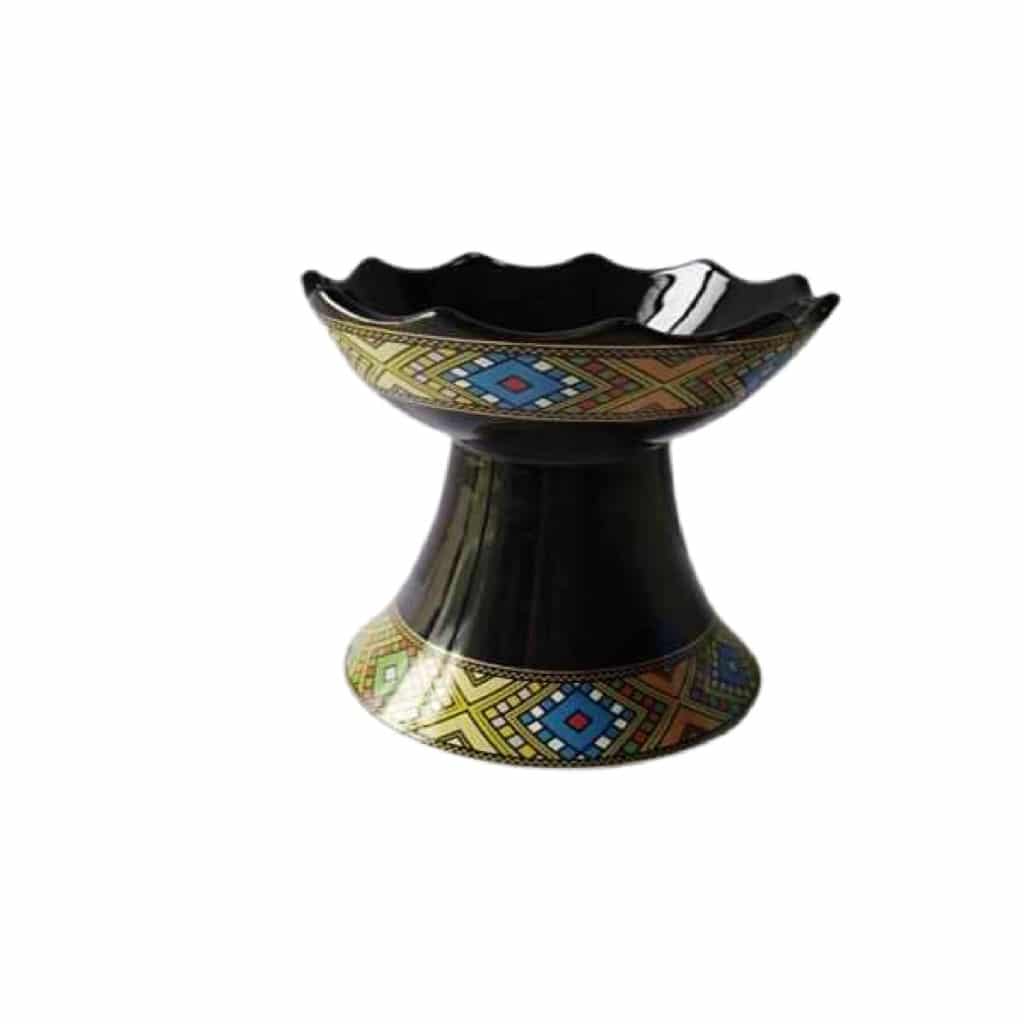 ትንሽ ሴራሚክ እጣን ማጨሻ (በትልቅ ጥለት, ጥቁር)