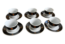 6 Coffee Cups And Saucers Without Handle ( Habesha Print)(Black)