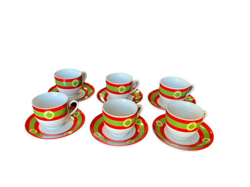 [248] 6 Coffee Cups And Saucers With Handle (Oromia Flag)