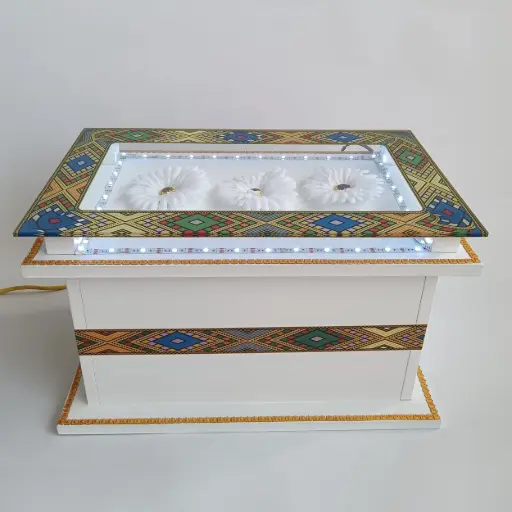 [6044] Telet Gold Rekebot Glass & Light Top