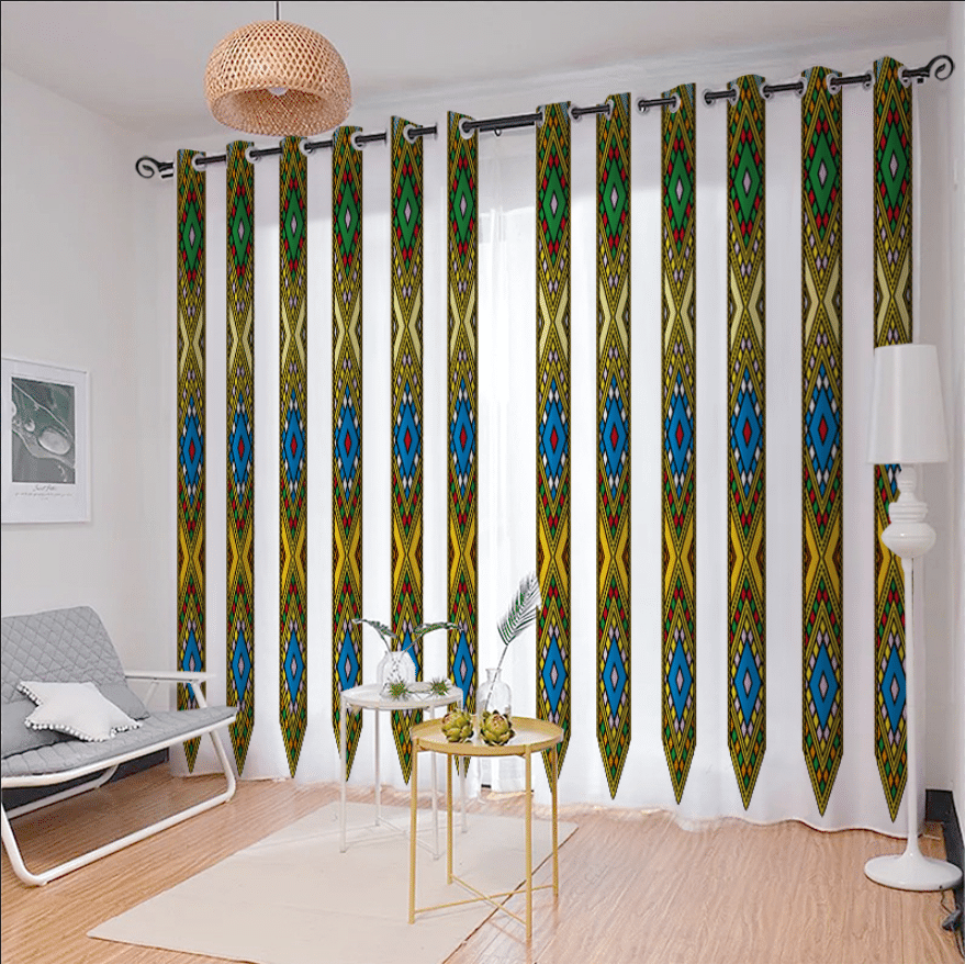 2 ፍሬ የሳሎን መጋረጃ 50X84 " (በጥለት)