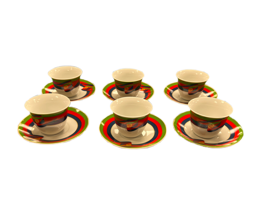 6 Coffee Cups And Saucers Without Handle (Eritrean Flag)