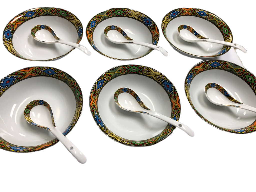 6 Serving Bowls + 6 Spoons (Large Telet) 