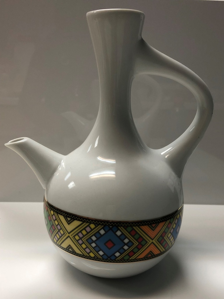 ሴራሚክ ጀበና (ነጭ, በትልቅ ጥለት)
