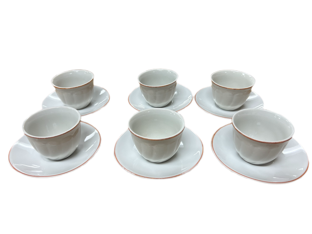 6 Coffee Cups And Saucers (White)