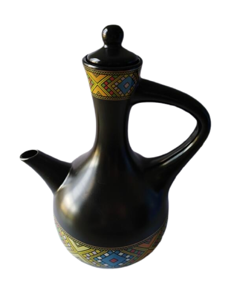 ጥቁር ሴራሚክ ጀበና (በትልቅ ጥለት)