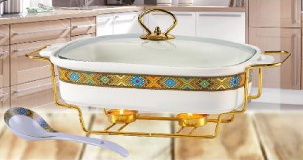 15" Rectangle Food Warmer & Spoon (Large Telet) 3.0L