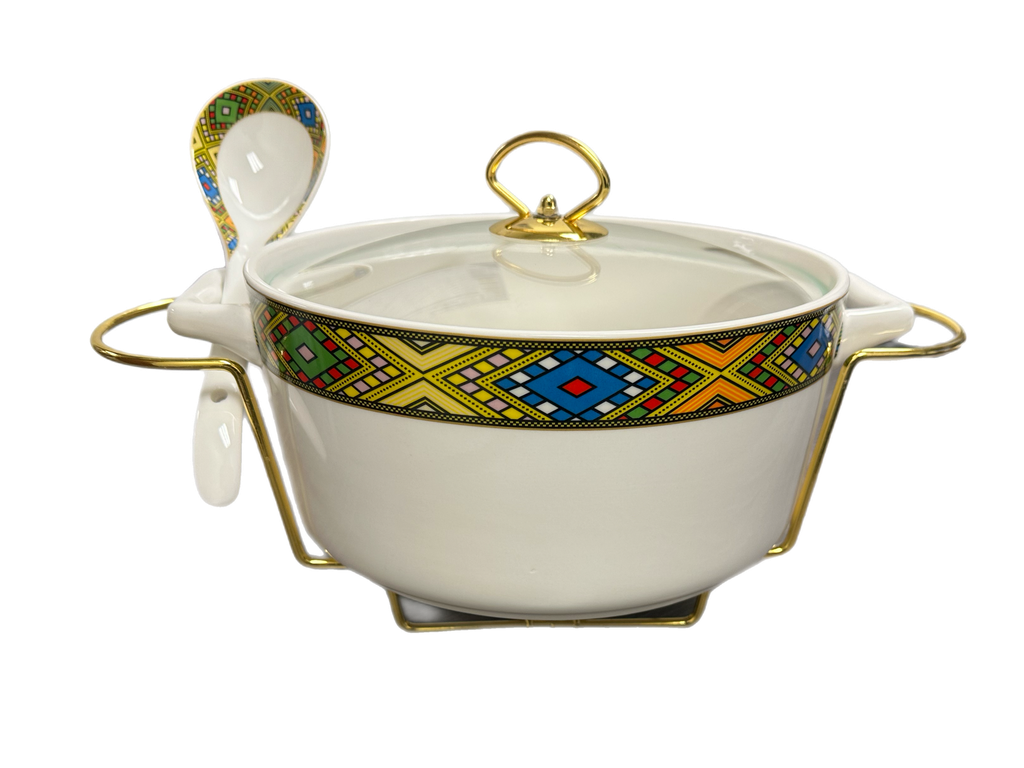 8" ክብ የወጥ ማቅረብያ ከጭልፋ እና ከሻማ ማስቀመጫ ጋር (በሳባ) 2.0L