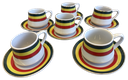 6 Coffee Cups And Saucers With Handle 03 (Ethiopian Flag)