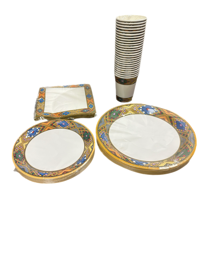 Disposable party set 100pcs (9"+7"+cup+Napkin)x25