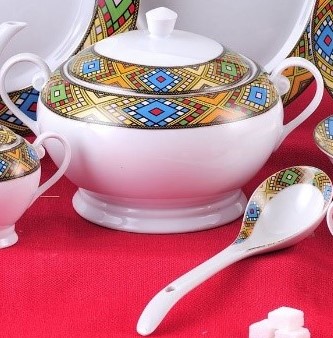 [2603] 1 ፍሬ 14" ድስት ከነ ጭልፋ (በትልቅ ጥለት)