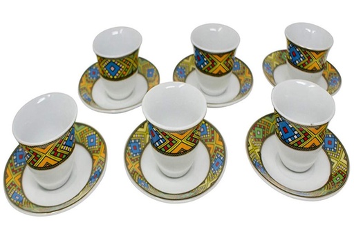 [279] 6 Coffee Cups And Saucers Without Handle (Large Telet)