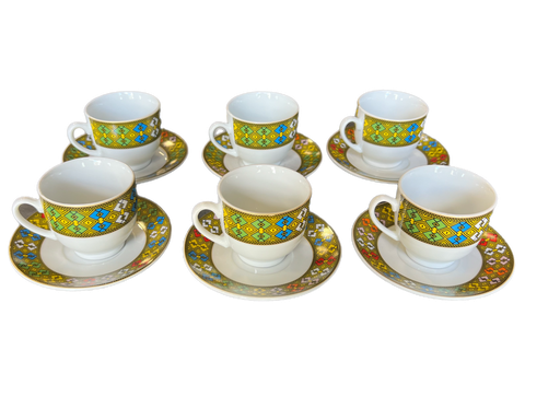[2733] 6 Coffee Cups And Saucers With Handle (Small Telet)