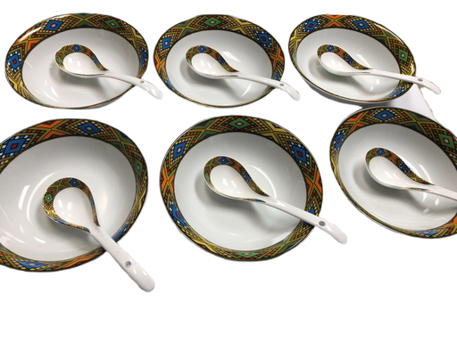 [222] 6 Set Wot Makrebia bowl + 6 spoon  (Telet Large) 