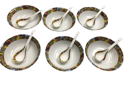 [222] 6 Serving Bowls + 6 Spoons (Saba) 
