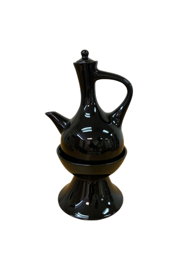 [3198] Ceramic Jebena With Holder And Lid (Black)