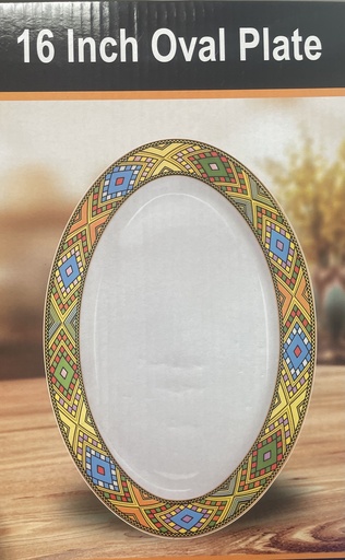 [2214] Oval Ceramic Plate 16" (Large Telet)
