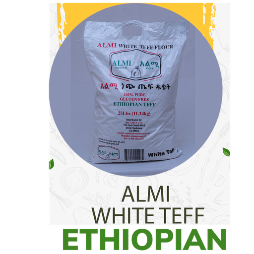 [86] Teff flour Almi White Ethiopian 25 LB