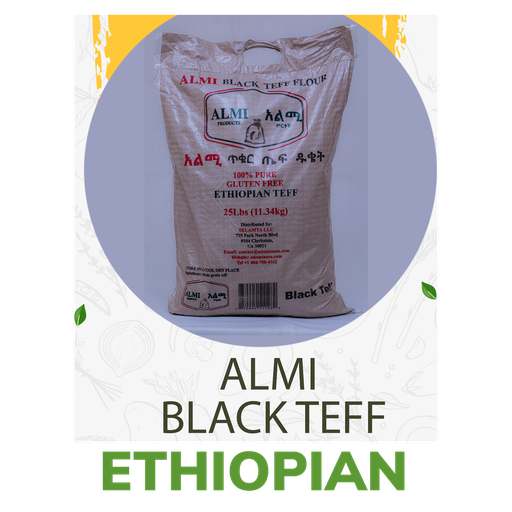 [1282] አልሚ የኢትዮጵያ ጥቁር ጤፍ ዱቄት 25ፓውንድ