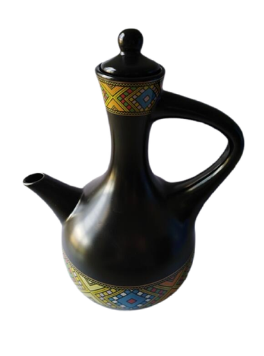 [3204] Ceramic Jebena (Black, Large Telet)