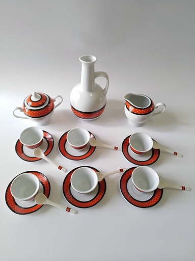 [810] 22 PCS Coffee Set (Red And Yellow)