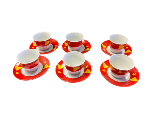 [2726] 6 Coffee Cups And Saucers Without Handle (Tigray Flag)