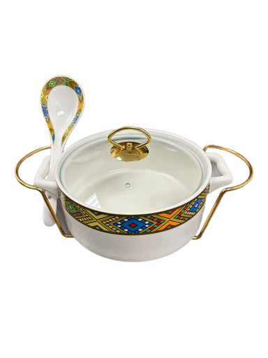 [7400] 8" Round Food Warmer & Spoon (Large Telet) 2.0L