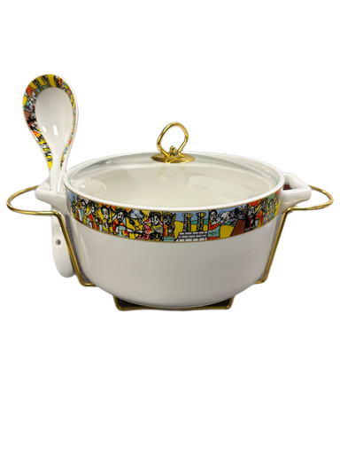 [7417] 12" Round Food Warmer & Spoon (Saba) 3.5L