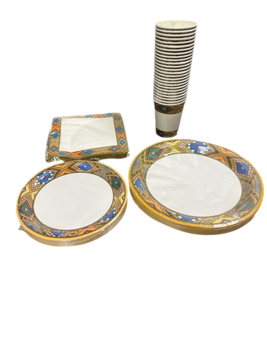 [8780] Disposable party set 100pcs (9"+7"+cup+Napkin)x25