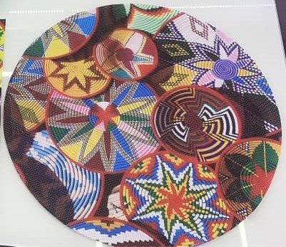 [8834] Table Mat Round (Flower Mesob) 14"