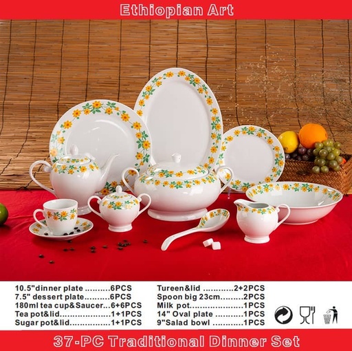 [2270] 37 PCS Dinnerware Set (Adey Abeba)
