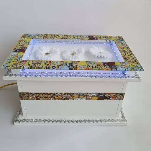 [6035] Saba Silver Rekebot Glass & Light Top